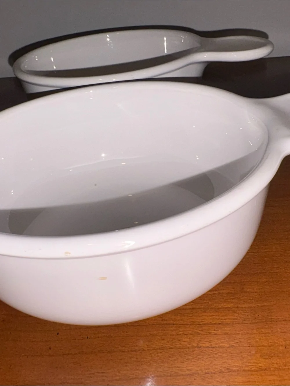 Vintage Corningware White Ceramic Grab It Bowls Set of 2